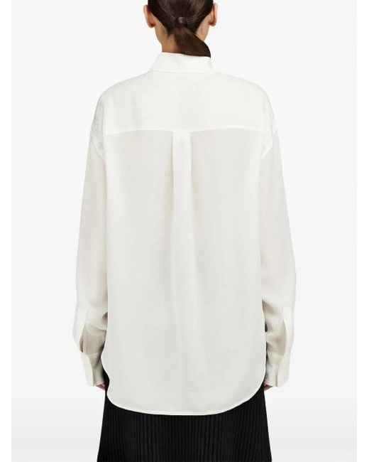 Ferragamo White Monogram Print Silk Shirt