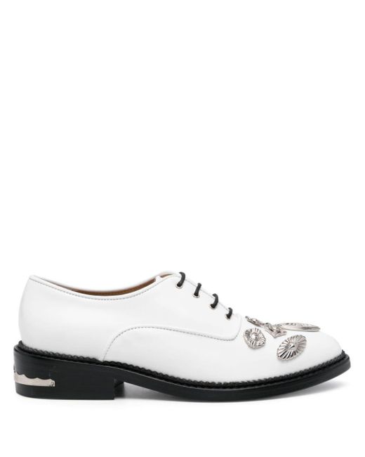 Toga White Embellished Oxford Shoes