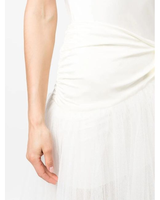Philosophy Di Lorenzo Serafini White Side Tie-Fastening Asymmetric Draped Skirt