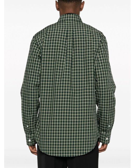 Givenchy Green 4g Motif-embroidered Checked Shirt for men