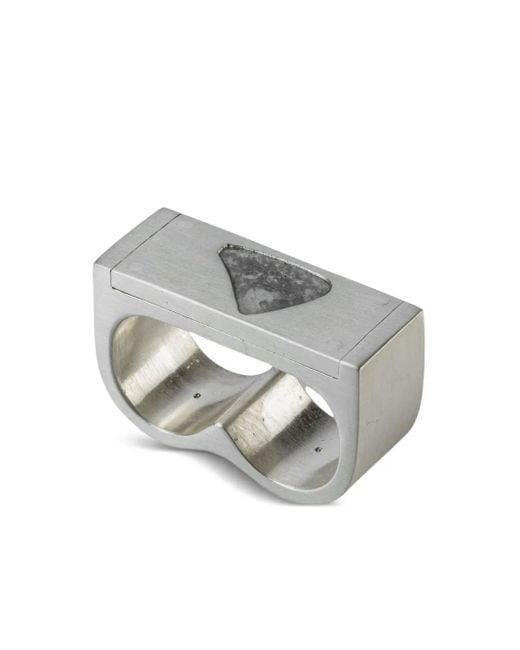 Parts Of 4 Gray Plate Double Diamond Ring