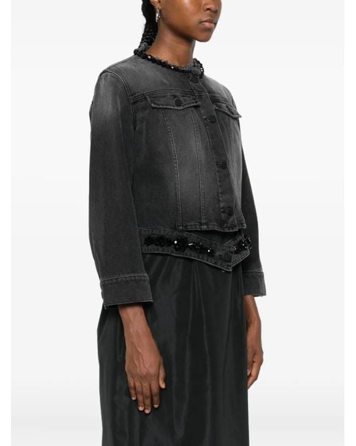 Simone Rocha Black Distressed Beaded Jacket