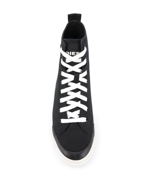 Diesel コットン ロゴ ハイカットスニーカー カラー ブラック メンズ Lyst Diesel コットン ロゴ ハイカットスニーカー カラー ブラック メンズ Lyst