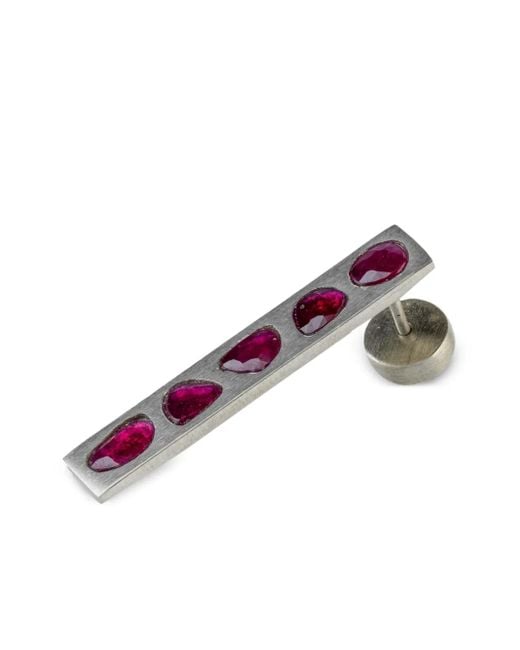 Boucle D'Oreille Plate En Argent Sterling Sertie De Rubis Parts Of 4 en coloris Gray