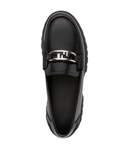 Fendi Loafer mit Logo-Schild in Black für Herren
