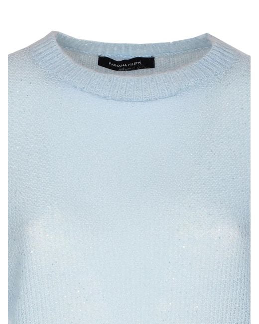 Fabiana Filippi Blue Crew-Neck T-Shirt