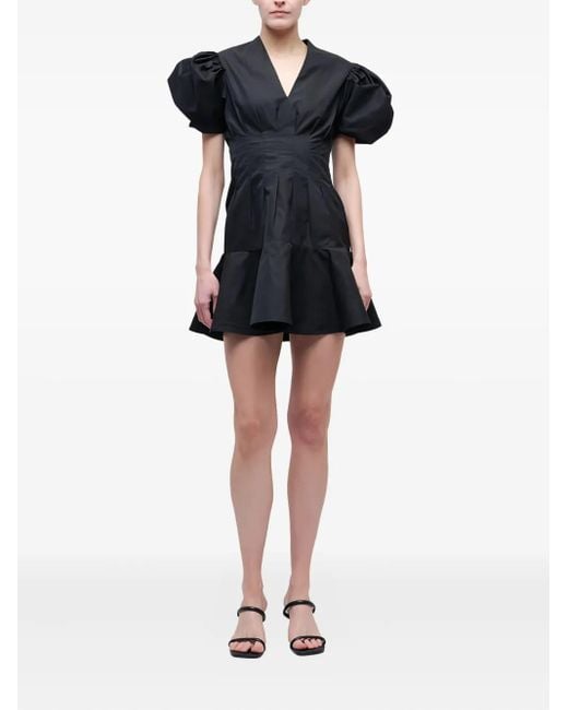 Jonathan Simkhai Black Edwina Puff-Sleeves Mini Dress