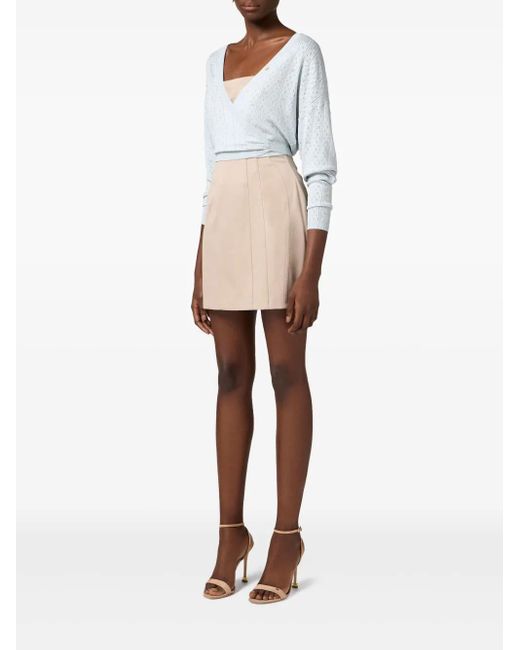 Elisabetta Franchi White Rear-Tie Knitted Top