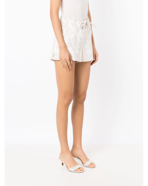 Valentino Garavani White Geometric-Print Drawstring Shorts