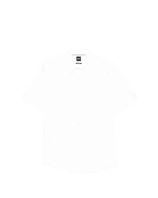Boss White Logo-Embroidered Shirt for men