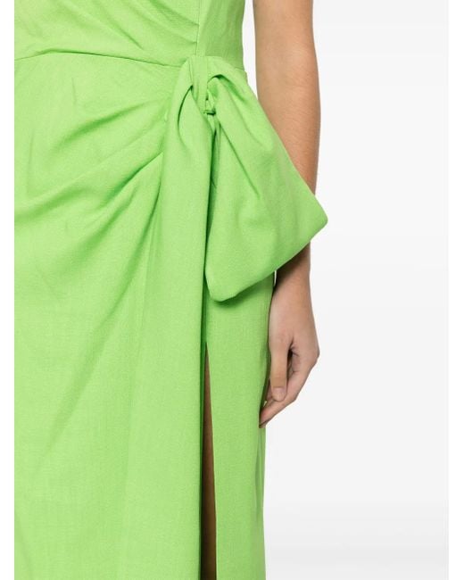 MSGM Green Gathered-Detail Maxi Dress