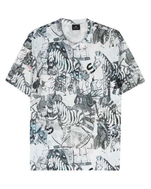 PS by Paul Smith White Cartoon-print Cotton T-shirt for men
