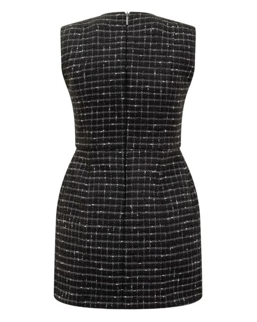MSGM Black Checked Tweed Dress