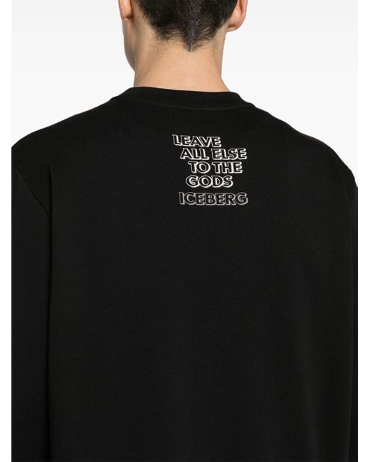 Iceberg Black Roma-print Sweatshirt for men