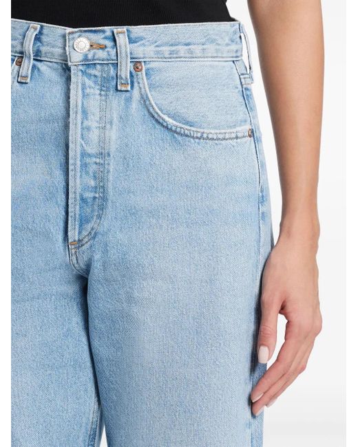 Agolde Blue High-Rise Straight-Leg Jeans