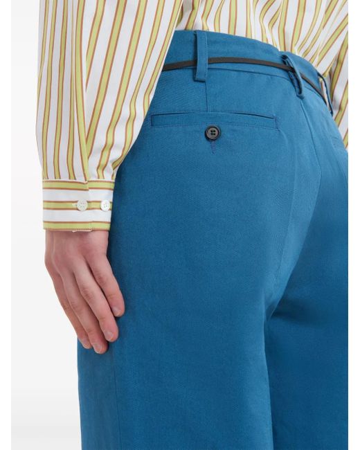Marni Blue Tied Waistband Straight-Legged Trousers for men