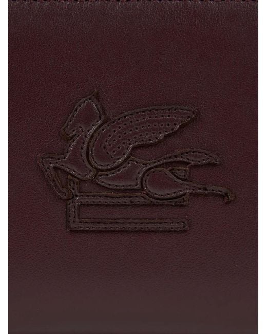Etro Purple Libra Zip-Around Leather Wallet With Pegaso