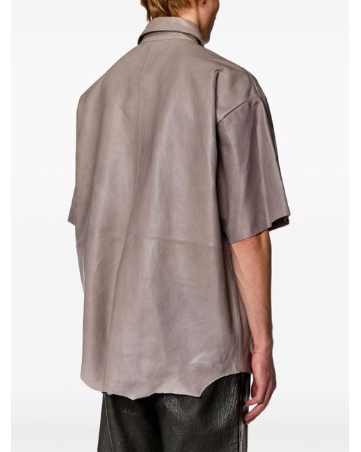 メンズ DIESEL S-emin-lth レザーシャツ Gray
