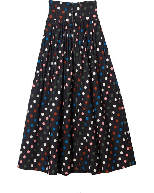 Carolina Herrera Black Polka-dot Maxi Skirt
