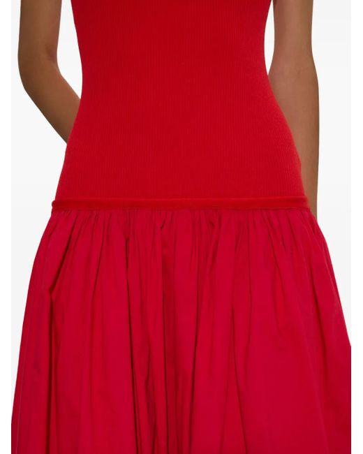 Simon Miller Red Yanez Poplin Midi Dress