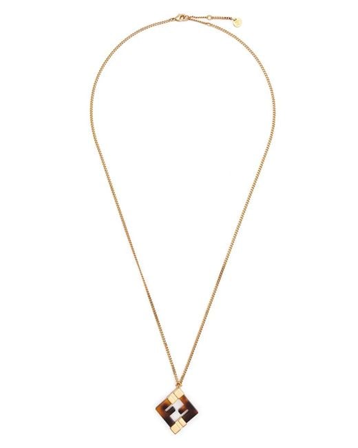 Fendi Metallic Ff-Pendant Necklace