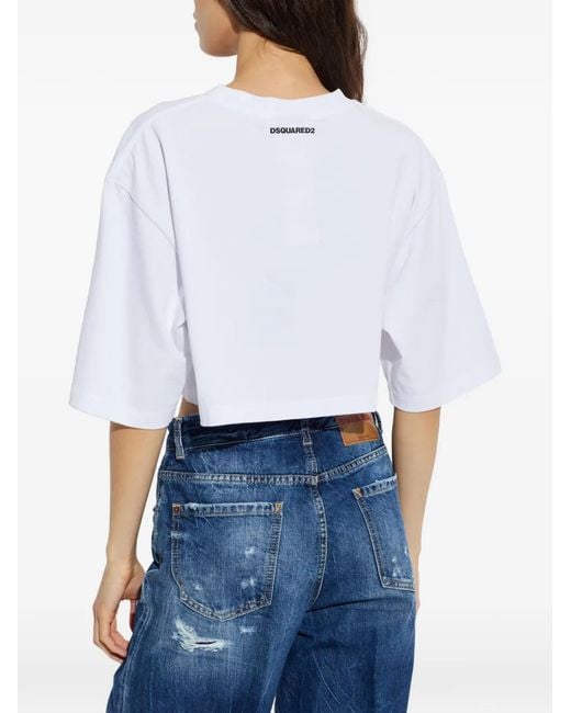DSquared² Short Logo Top in het White