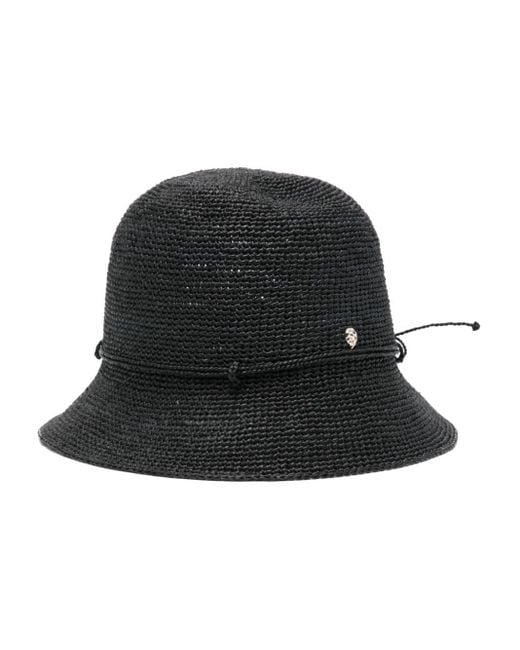 Helen Kaminski Black Rosie Interwoven Raffia Hat