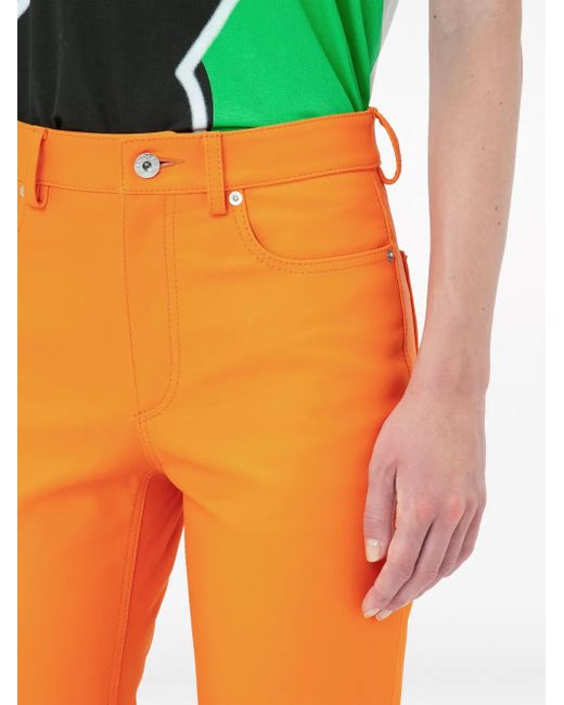 J.W. Anderson Orange Pantalon En Cuir À Coupe Évasée