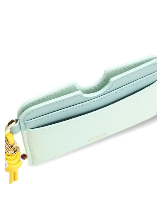 Fendi Blue Ff Diamonds Fish-Charm Card Holder