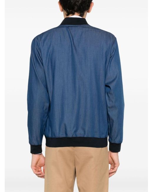 Kiton Blue Chambray Cotton Jacket for men