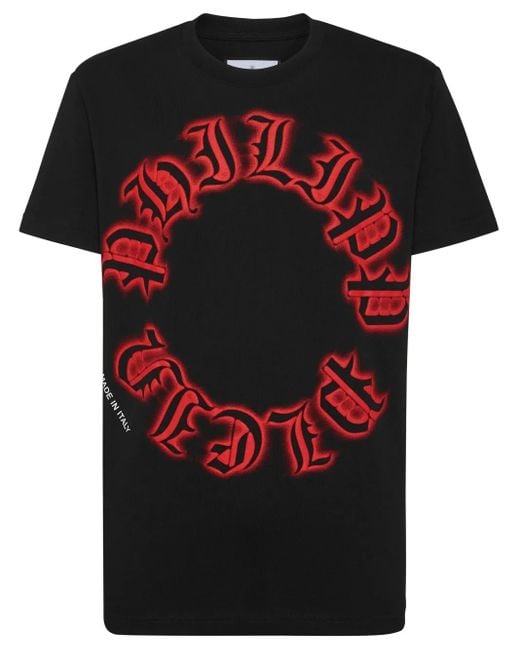 Philipp Plein Black T-Shirt Round Neck Ss Gothic Plein for men