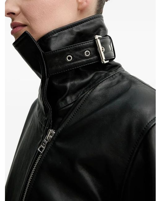 Won Hundred Black Belted Leather Jacket