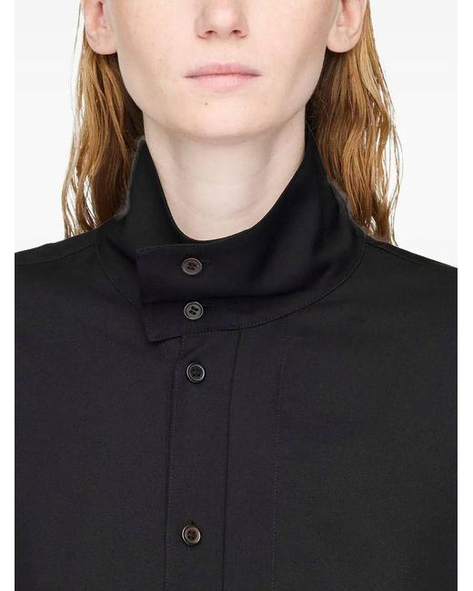 Y-3 Blue High-Neck Curved-Hem Shirt