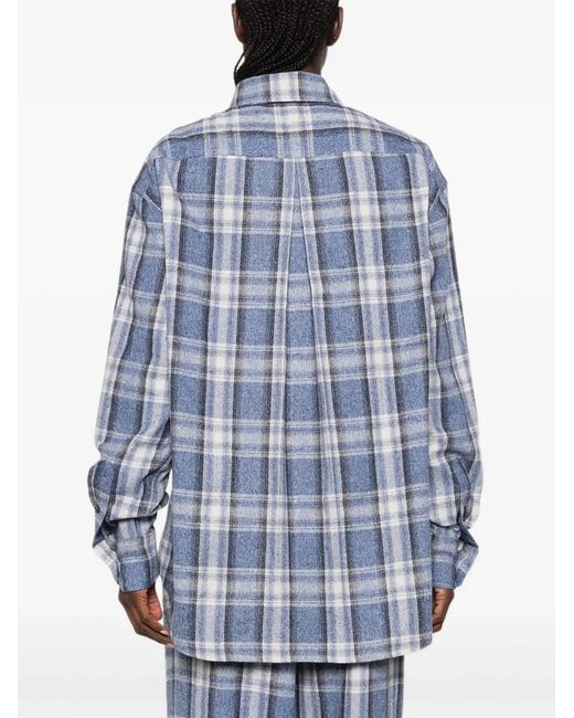 A.M.G Blue Check-Pattern Button-Down Shirt