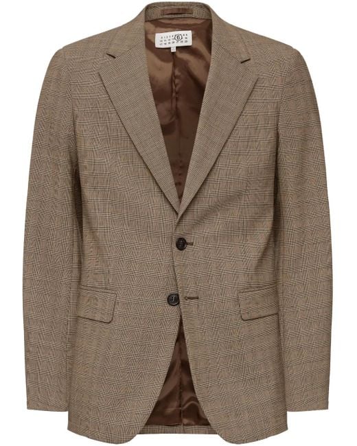 MM6 by Maison Margiela Brown Tartan-Pattern Blazer for men