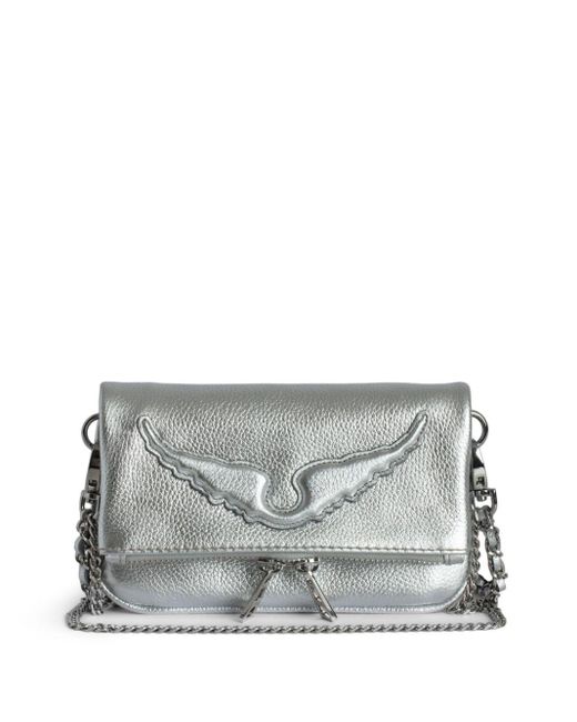 Zadig & Voltaire Gray Rock Nano Wings Metallic Grain Bags