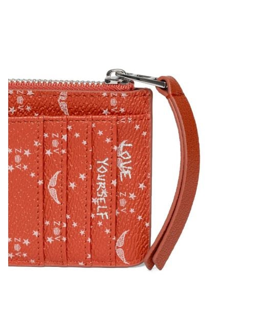 Zadig & Voltaire Red Porte-Carte À Monogramme Zv