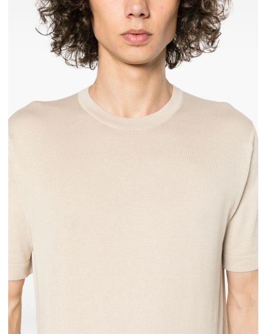 Fine-knit cotton T-shirt di John Smedley in White da Uomo