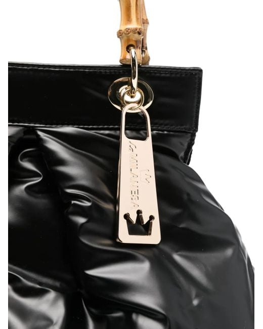Bolso shopper acolchado con asa de bambú La Milanesa de color Black