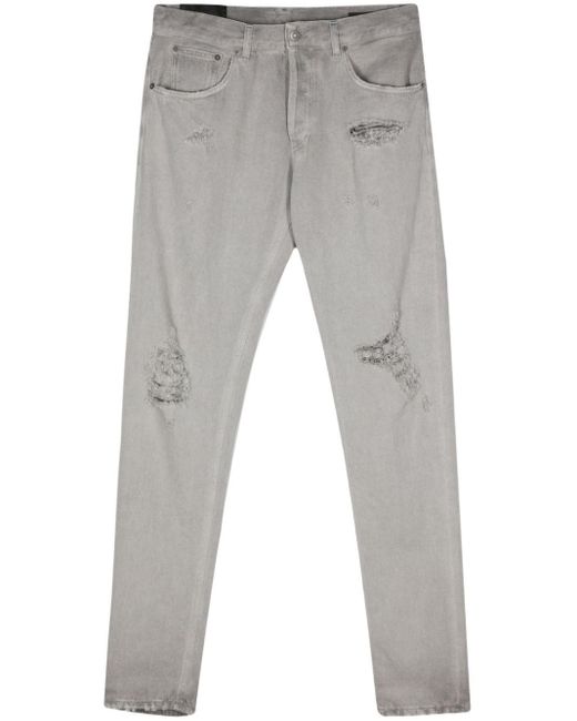 Dondup Gray Dian Ripped Tapered Jeans for men