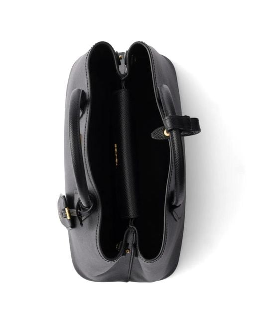 Prada Black Double Medium Saffiano Leather Bag
