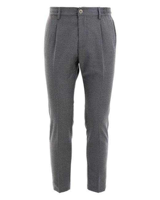 Cruna Gray Pleated-Front Trousers for men
