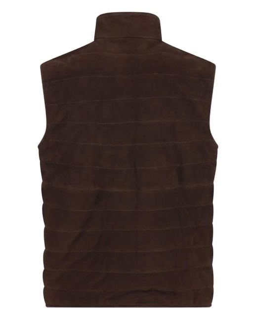 Fay Brown Logo-Patch Suede Gilet for men