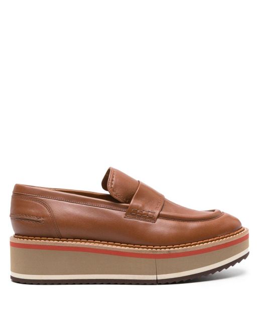Robert Clergerie Brown Bahati Wedge Leather Loafers