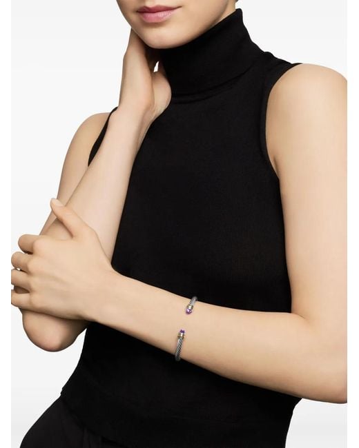 David Yurman White 14Kt And Sterling Classic Cable Bracelet