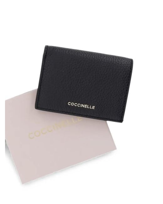 Coccinelle Black Logo-Print Pebbled-Leather Wallet