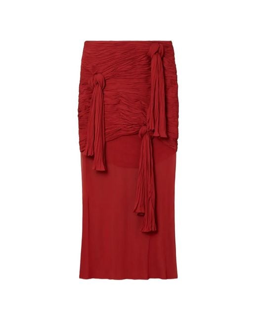 Tory Burch Red Knotted Viscose Skirt