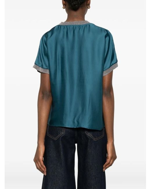 Collection Privée Blue Embellished Crew-Neck Blouse