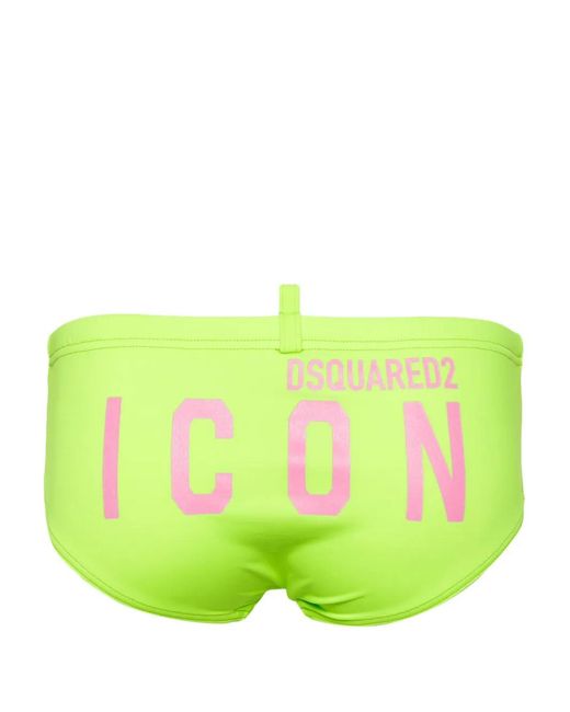 DSquared² Green Logo-Print Elasticated-Waistband Swimming Trunks for men