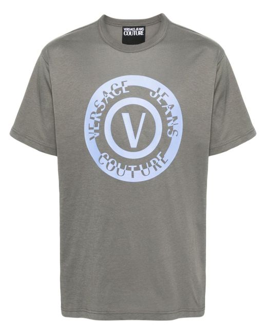 メンズ Versace ロゴ Tシャツ Gray